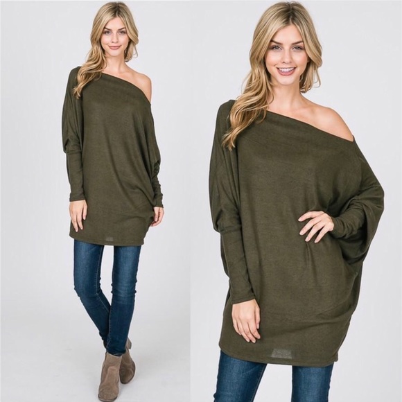 NWT women’s dolman one shoulder knit blouse top - Picture 4 of 6